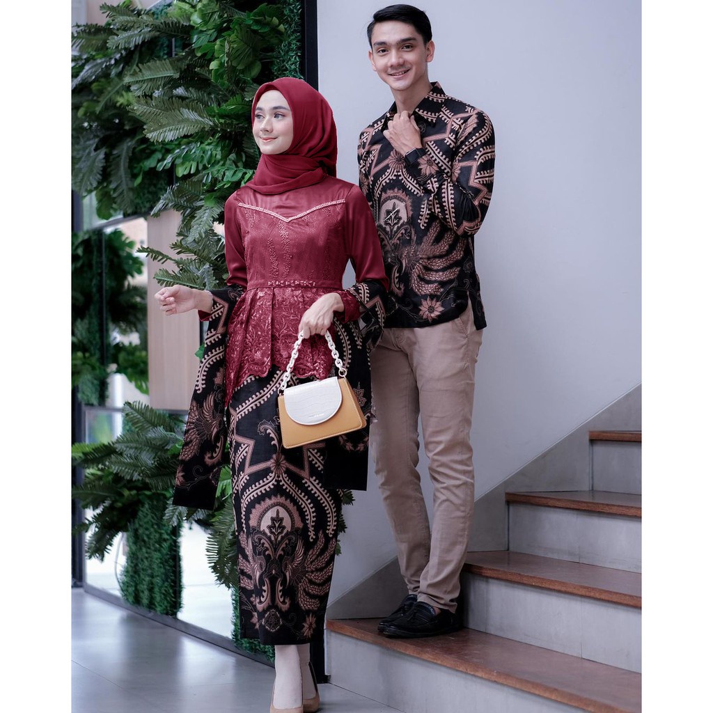NIZARA - COUPLE BATIK LIONY SETELAN KEBAYA BRUKAT TILE KEMEJA BATIK KATUN