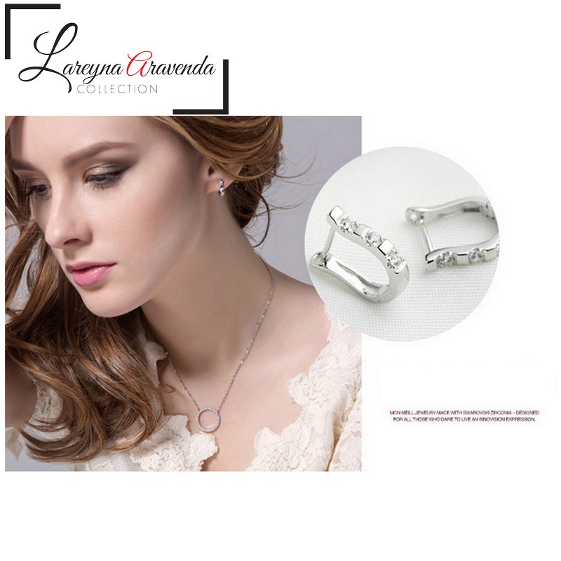 Anting Wanita Titanium Motif Kristal Crystal Vertikal Unik AT077