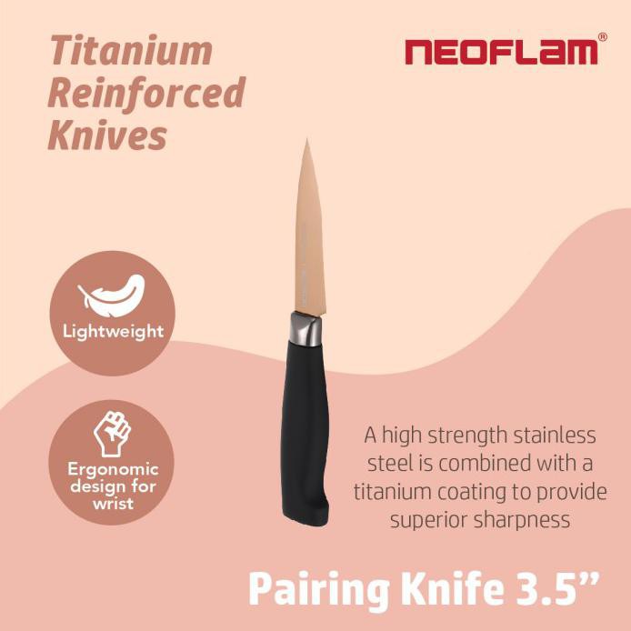 NEOFLAM TITANIUM PAIRING KNIFE 3.5" ROSE GOLD / PISAU BUAH