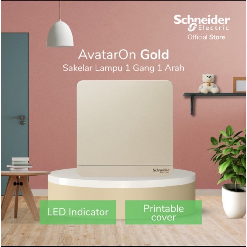 Saklar Single / Engkel Schneider AvatarOn Gold E8331L1LED_WG_G3