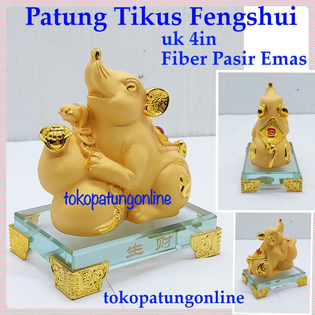 Patung Tikus Fengshui Pasir Emas Fengshui 4in