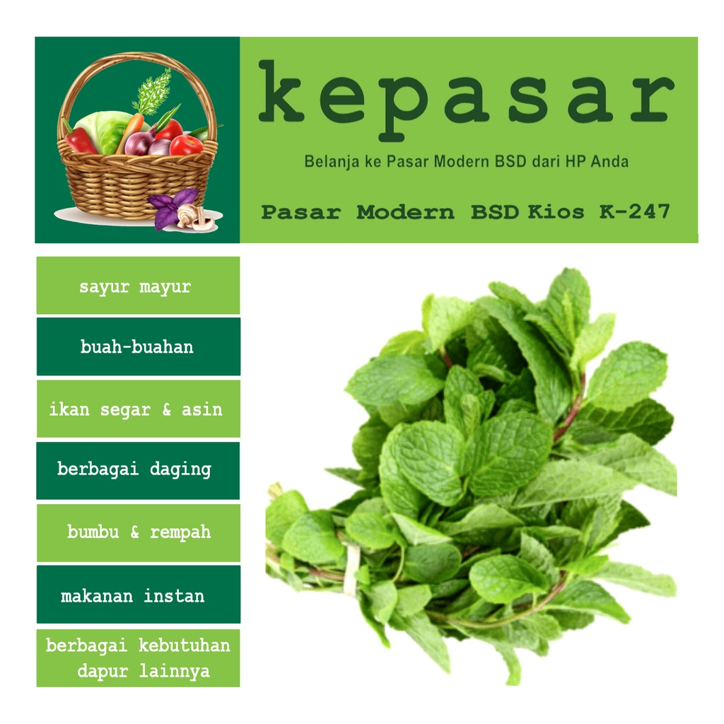 

Daun Mint 1 bungkus - Kepasar Pasar Online