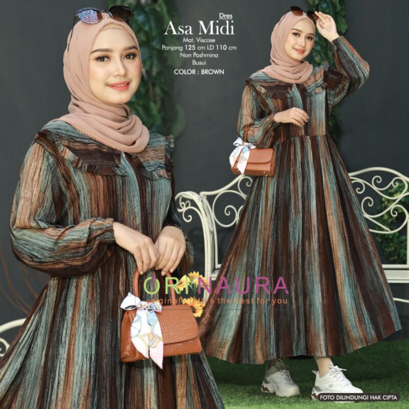 SMALSA,ARYANA,ASA,ASRA,BLURA Midi  Dress Wanita Muslim by Ori Naura