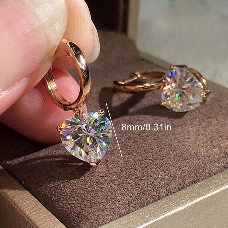 Anting Drop 925 Silver Rose Gold Aksen Kubik Zirconia Untuk Wanita