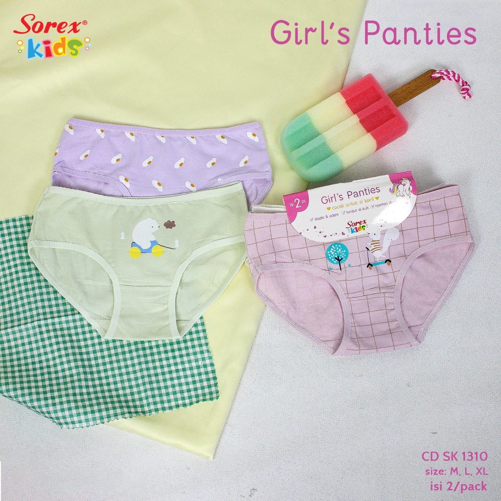 (1 Pack Isi 2 pcs) Sorex Kids Celana dalam Anak Perempuan CD SK 1310