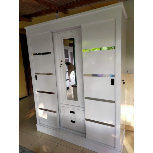 almari pakaian sliding 3 pintu