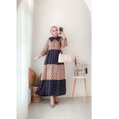 Big Sale.. Daster Andin Midi Dress Best Seller Combi Gucci Busui Rayon Super Grade A Ori