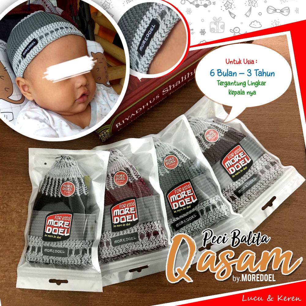 Peci Bayi Balita Qasam By Moredoel Lucu dan Mewah cocok untuk kado buah hati