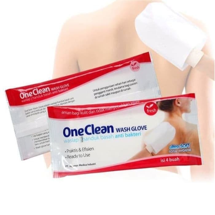 One Clean Wash Glove-Waslap-Handuk Basah Anti Bakteri-OneMed pak isi 4 OJ