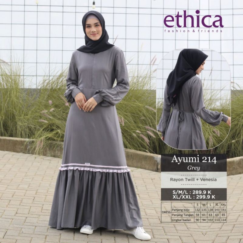 Gamis Ethica Ayumi 214 black, grey ayumi 218 sandstone