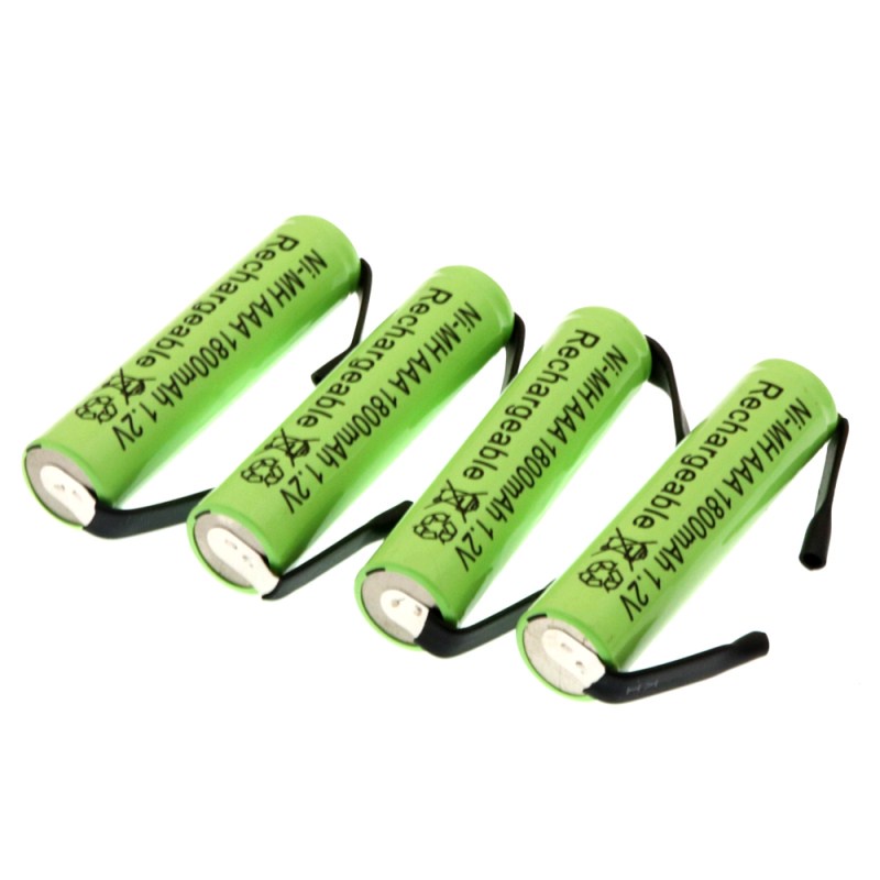 Ni-Mh 1.2V AAA Rechargeable Battery Cell, 1800mah, with Solder Tabs for Philips Braun Electric Shave