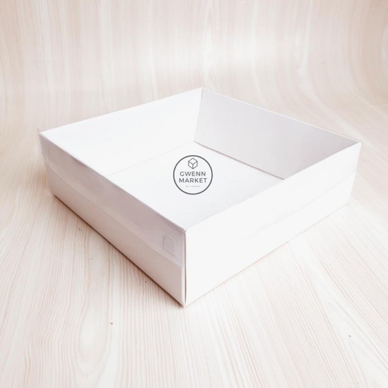 

Box kue per 5pcs laminating mika putih 20x20x10 dus kue white ivory