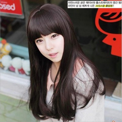 Wig Long Curly Natural Hair Women's Korean Version Top Quality Wig Rambut Fashion Wanita