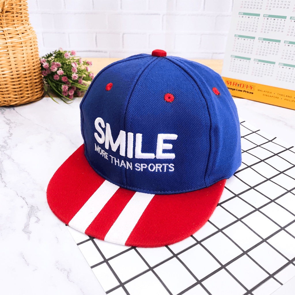 PHILEO | TOPI ANAK FASHION HAT BORDIR TULISAN SMILE MORE THAN SPORTS UNISEX SNAP BACK-3