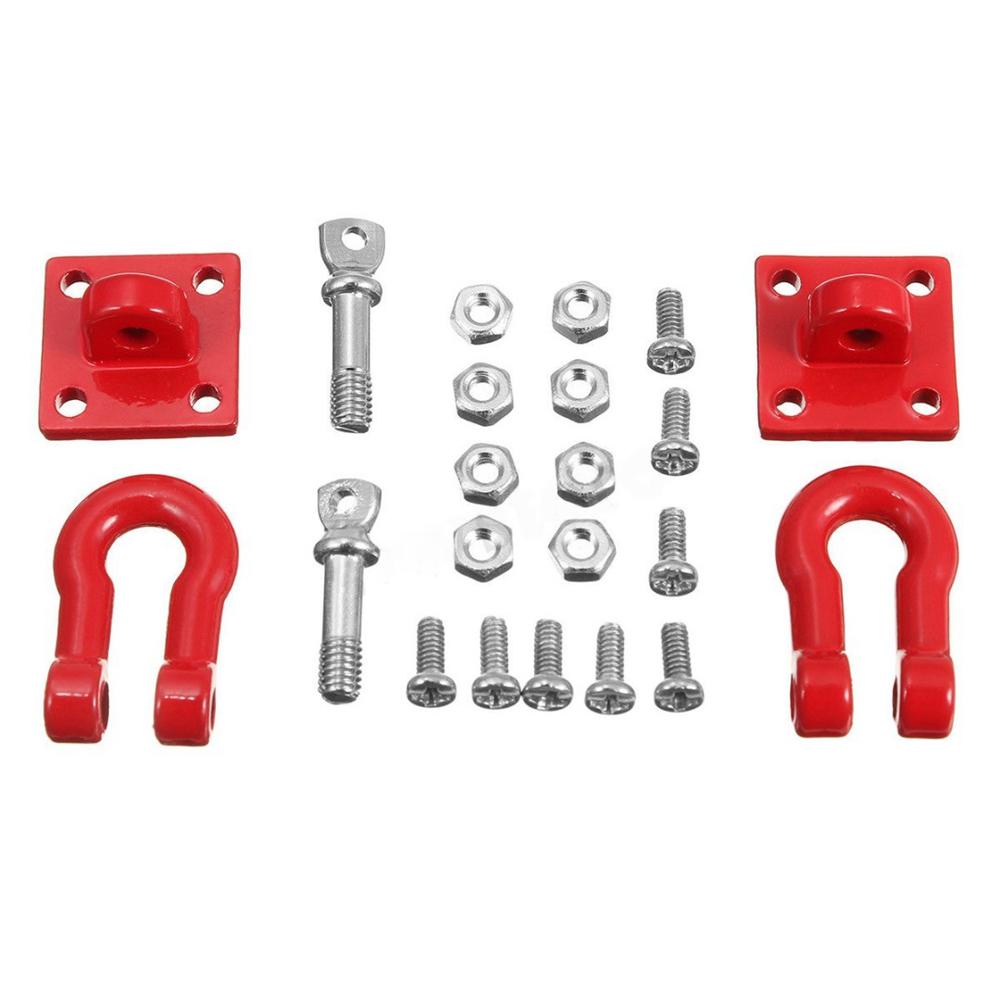 Lanfy Kait Trailer Metal Merah 1: 10pasang Belenggu Aksesori Untuk Skala Truk Crawler SCX-10 RC Crawler Hook