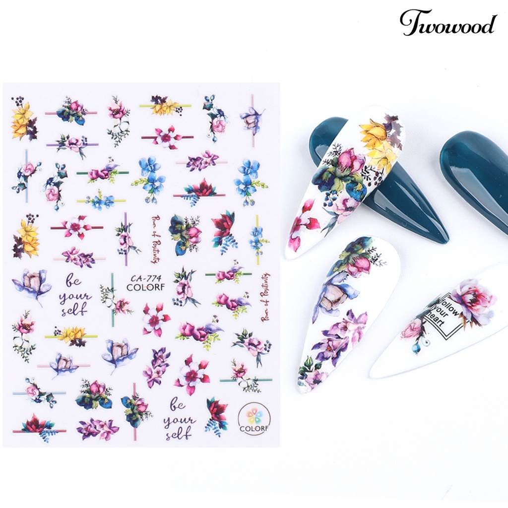 Stiker Kuku Motif Print Bunga Untuk Dekorasi Nail Art