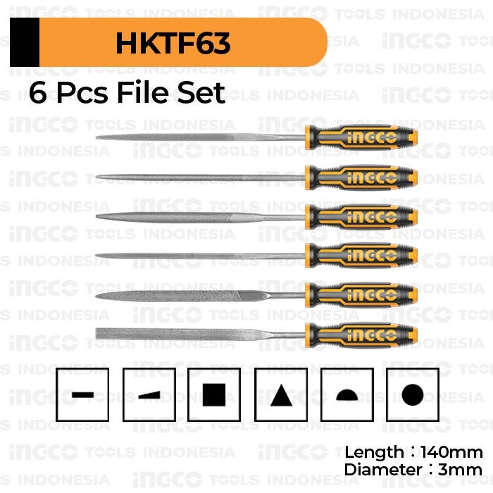 INGCO KIKIR KECIL UKIR KAYU BESI SET MINI FILE SET 6PCS 140MM HKTF63