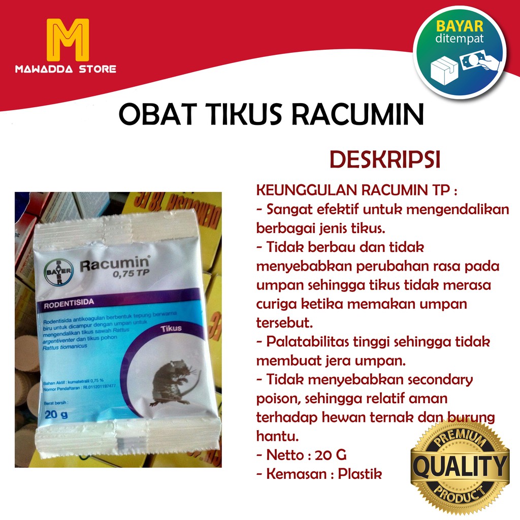 Obat Bubuk Pembasmi Tikus RACUMIN 0.75 TP