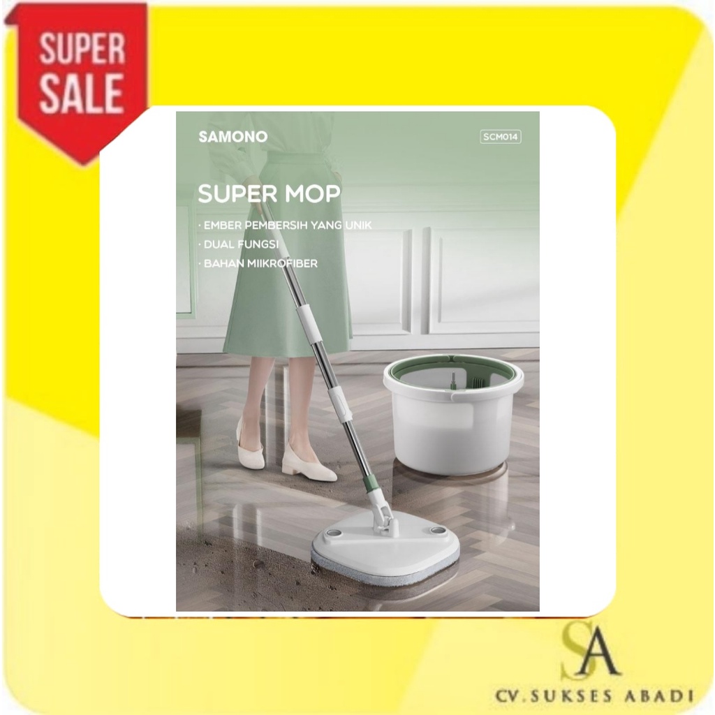 Samono SCM-014 Alat Pel Lantai Microfiber dengan Ember Super Mop Dual Fungsi SCM014