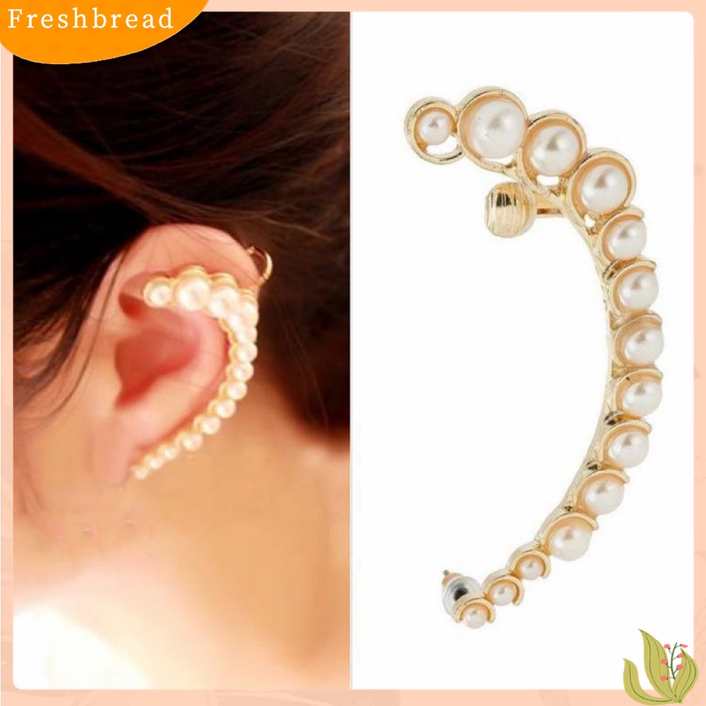 【Fresh】New Punk Rock Retro Pearl Earring Ear Cuff Warp Clip Ear Stud - Left Side