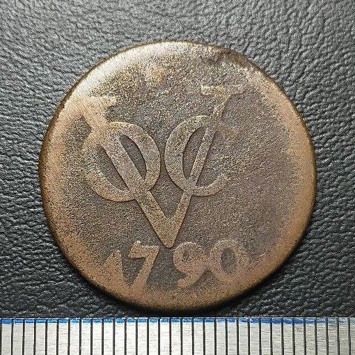 #10.VB. UANG KUNO / KOIN KUNO VOC BELANDA 2 DUIT TAHUN 1790