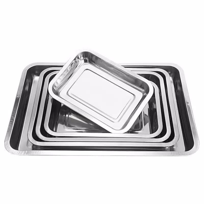 NAMPAN /LODOR STAINLESS KOTAK / TEMPAT SAJI MAKANAN 28*20cm