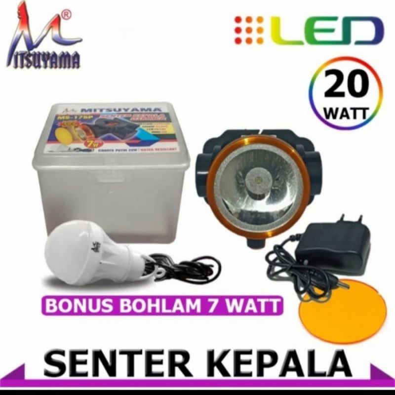 Senter Kepala Dimmer Headlamp Mitsuyama MS-175P Cahaya Putih 50 Wat