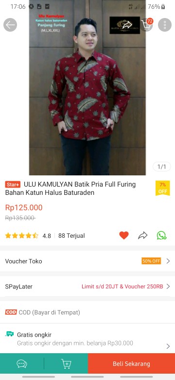 Batik Solo Dafinah Lawasan Kemeja Pria Katun Cabut Sragenan Full Furing