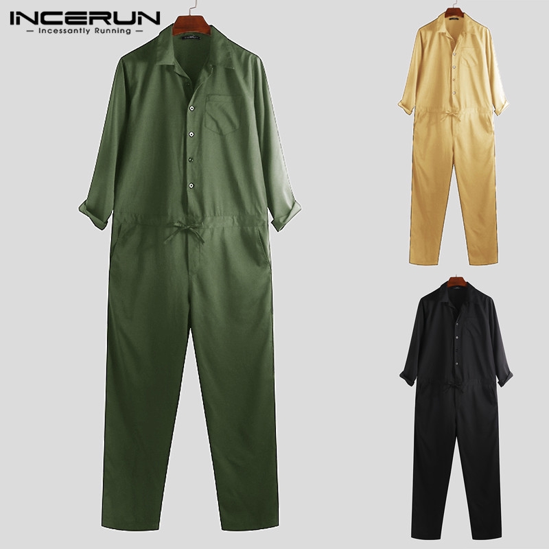 INCERUN Jumpsuit Casual Pria Lengan Panjang Model One INCERUN Jumpsuit Casual Pria Lengan Panjang Model One