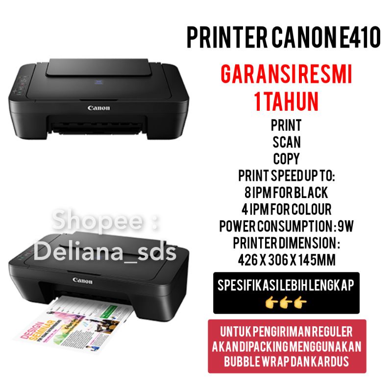 Printer Canon E410 Print Scan Copy Garansi Resmi 1 Tahun Printer e410 Printer Canon Murah Printer Ca