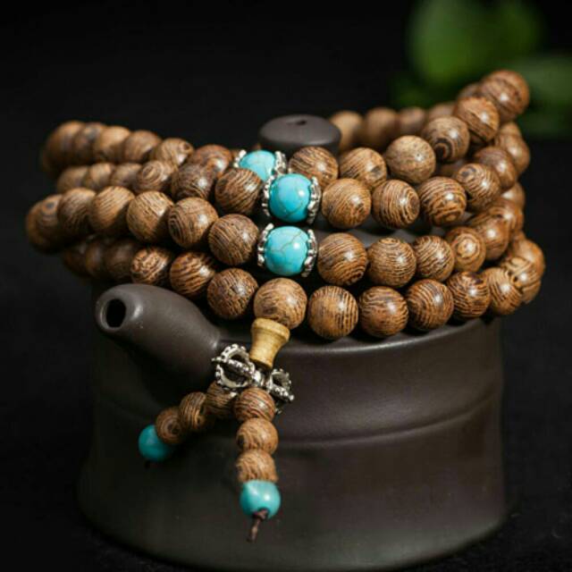 Tasbih Kalung Gelang Buddha 108 Kayu Polos Dan Mix 8mm