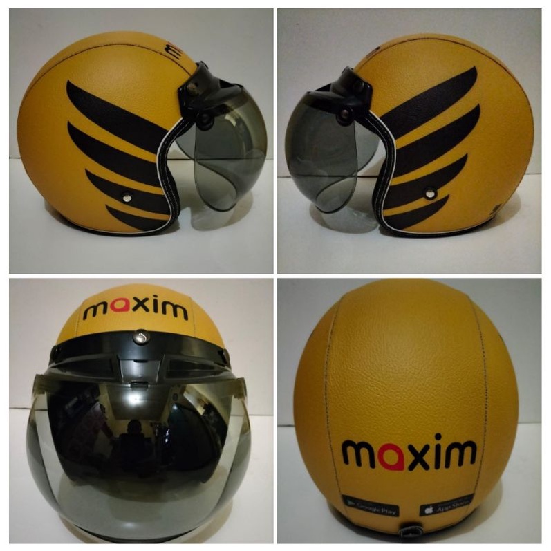 helm bogo retro dewasa motif Maxim kuning.