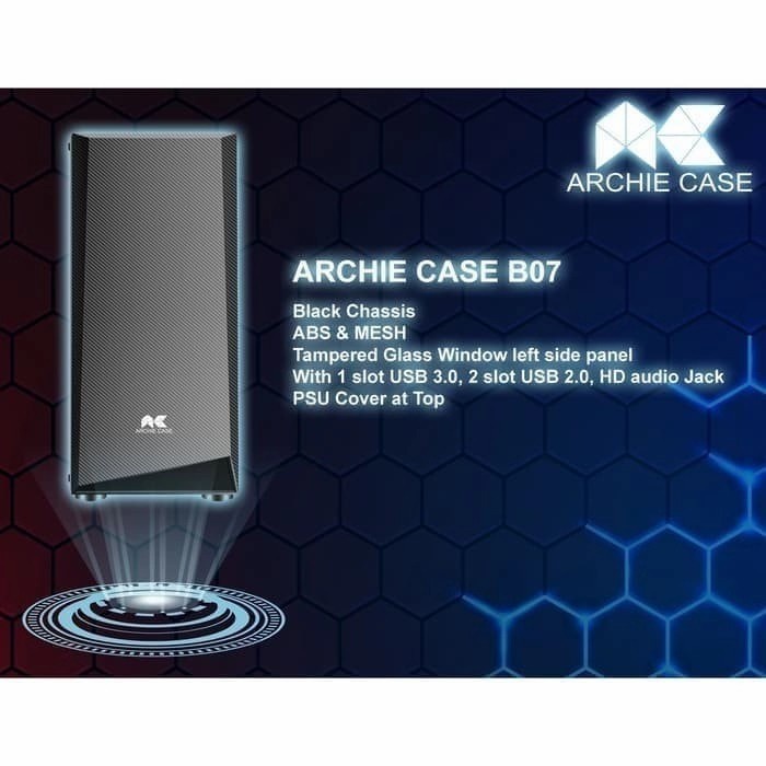 CASING PC KOMPUTER GAMING ARCHIE MD MID TOWER ATX B07 / B 07 CASE TAMPERED GLASS