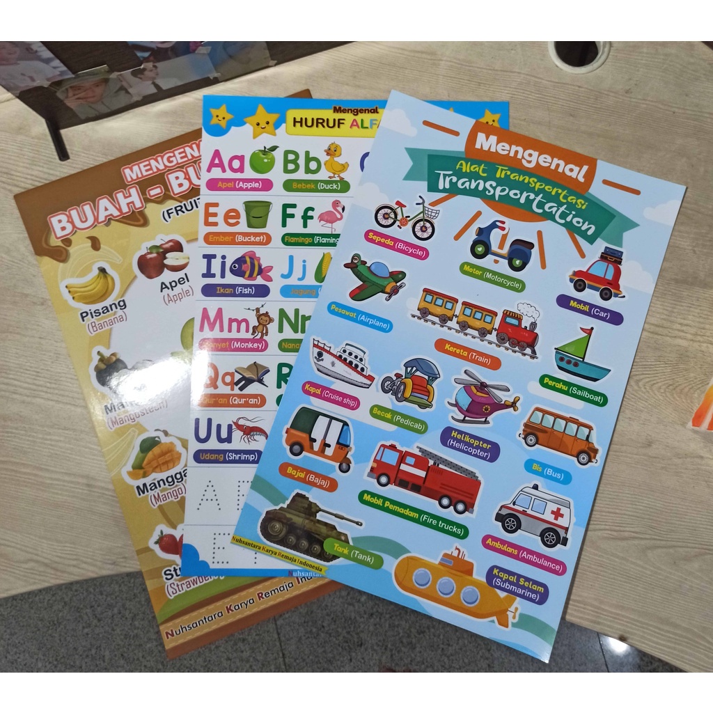

Poster Edukasi Anak TK/SD Poster Buah Buahan Poster Hewan Poster Transportasi Poster Huruf/Angka Bahan Art Peaper