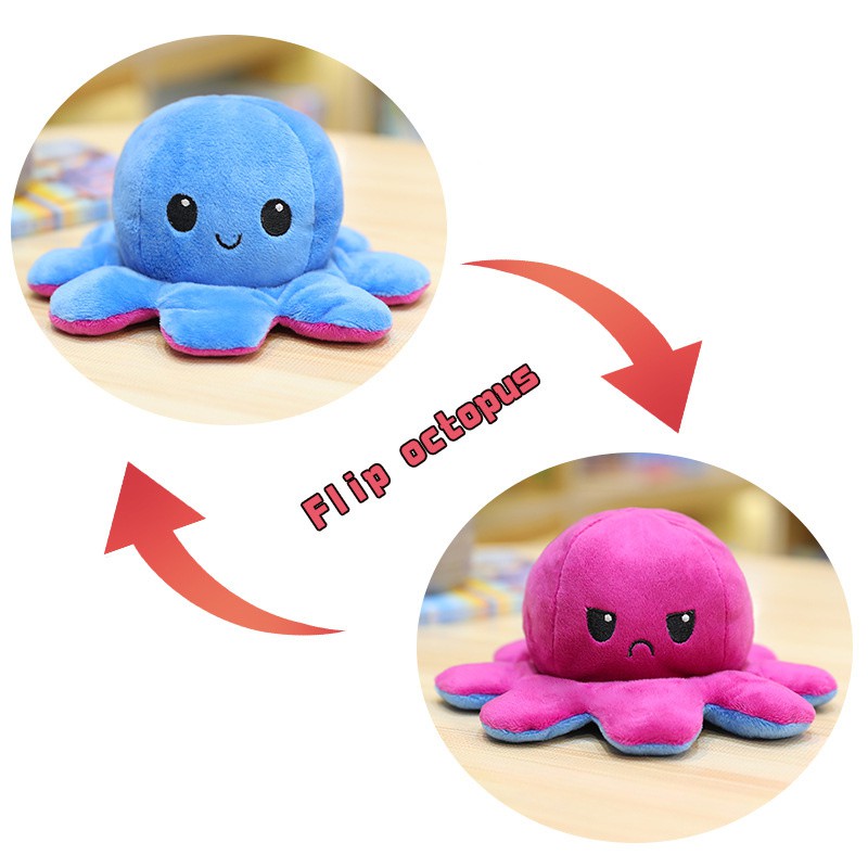 Boneka Bolak Balik Octopus Cumi Bahan Halus Boneka Viral Gurita Emot Versi Imut Termurah