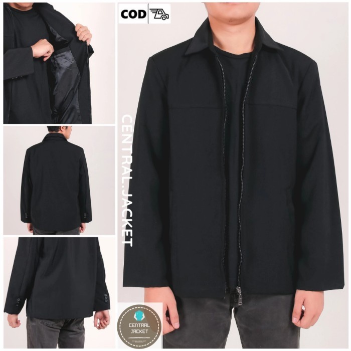 jaket cowok jaket distro FORMAL SEMI JAS PRIA JASKET KANTOR BLAZER SEMI JAS HITAM Hitam L E9O5 Trend