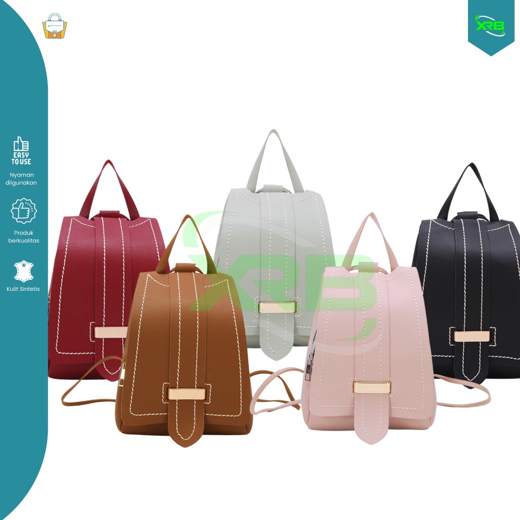 Fashion Women Soft Premium Bag Backpack Zipper PU Leather Backpack Multifungsi Tas Wanita