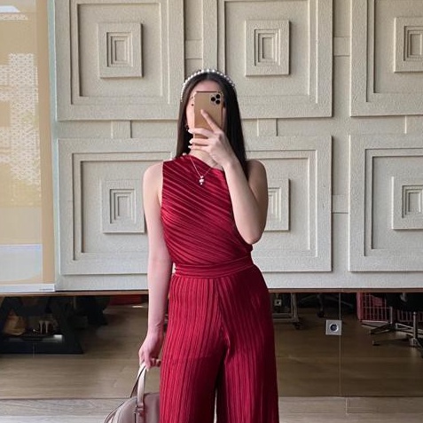 K3014 - ilona Pleats top + Pearl - 5 COLOR &amp; 2 SIZE