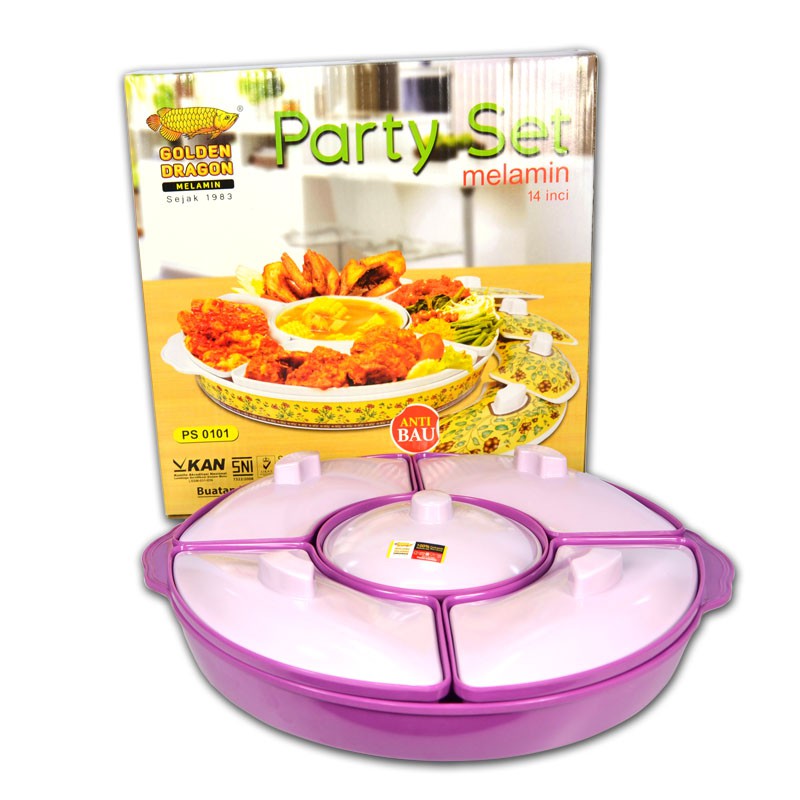 Golden Dragon Melamine Little Party Set - Ungu Kombinasi [14 inch]