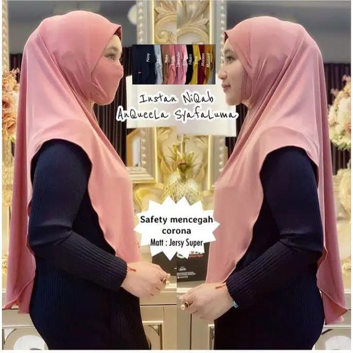 Jilbab Masker Instan Jersey NIQAB Bahan Premium Kekinian