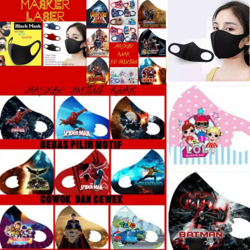 masker kpop kain bahan scuba untuk anak-anak