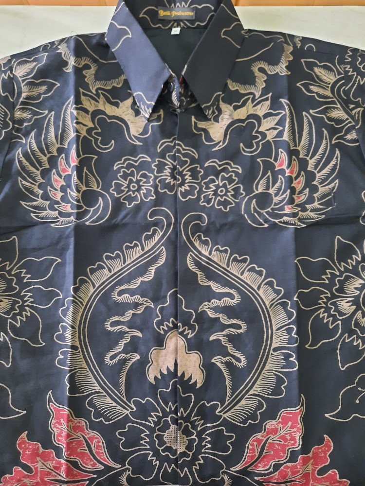 Prabowo Pendek Kemeja Batik Pria Lengan Slimfit Katun Printing Hem Baju Atasan Kantor Modern Premium