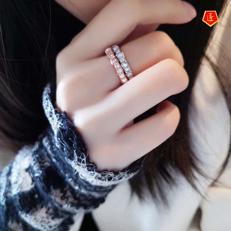 [Ready Stock]Creative Luxury 18K Rose Gold 925 Silver Diamond Ring