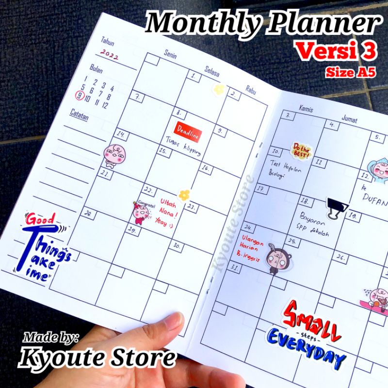 

Buku Monthly Planner Simple Versi 3 Kyoute Schedule Agenda Kegiatan A5