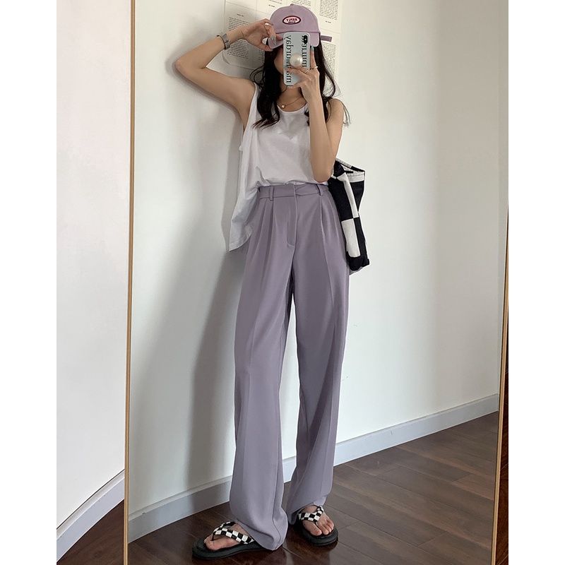 XIAOZHAINV Celana Wanita Korean Style High Waist Loose Pants 6786