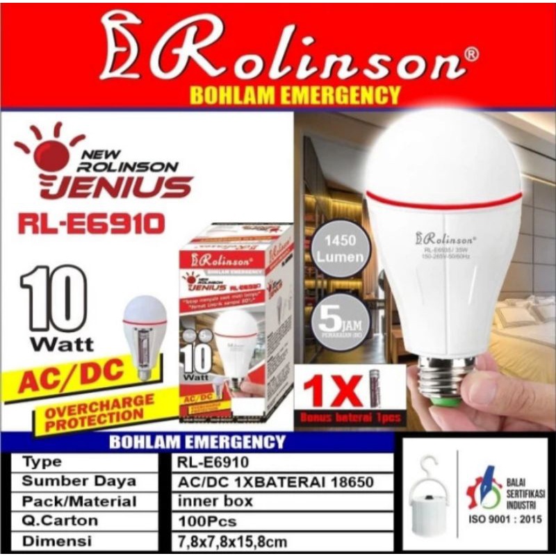 BOHLAM EMERGENCY ROLINSON/LAMPU EMERGENCY MENYALA SAAT MATI LAMPU