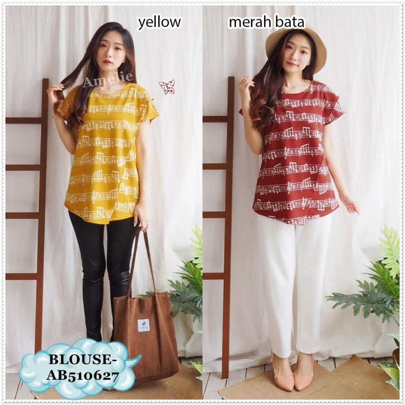 [baju wanita korea]  Baju Atasan Wanita Blouse Bangkok Korea Import Pink Biru Merah