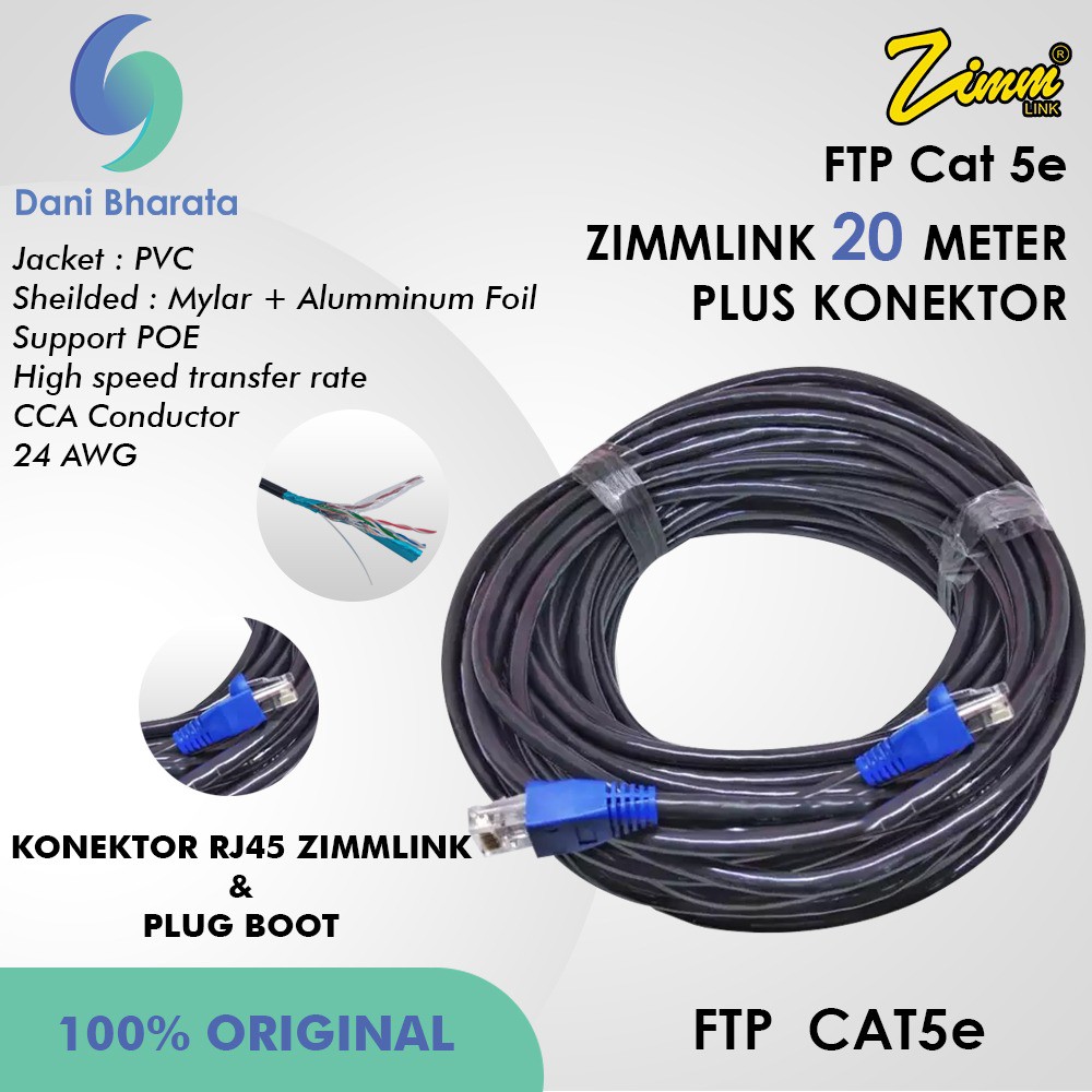 Kabel LAN CAT5e FTP STP Outdoor 20 Meter Siap Pakai Kabel UTP KABEL FTP