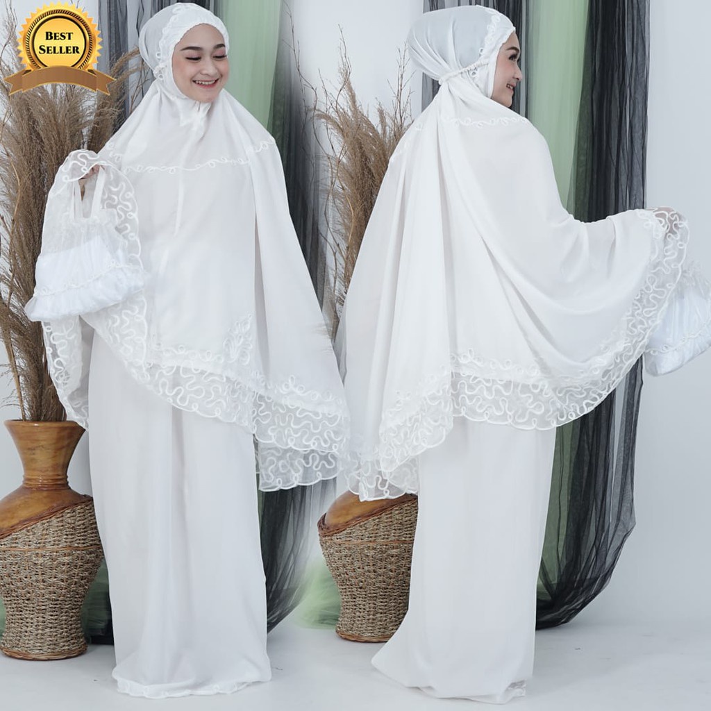 Mukena organdi putih alesya bahan katun