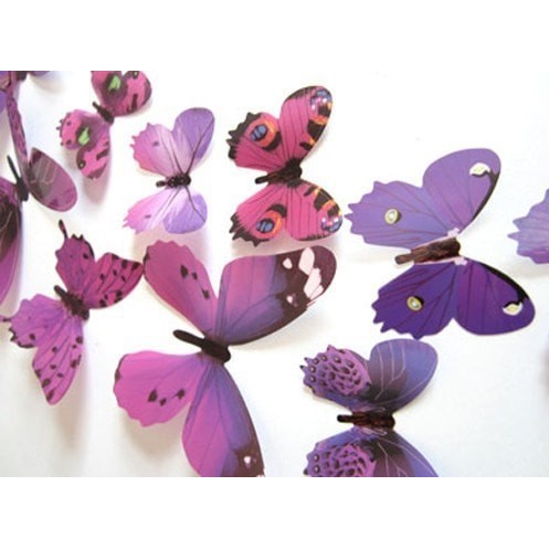 3D Butterfly Wall Sticker - Stiker Dinding Kupu-kupu Warna Soft 12pcs